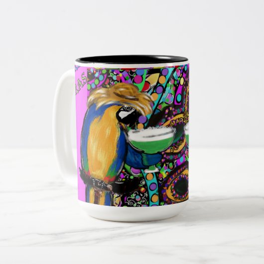 Tasse 2 Couleurs Perroquets de Mardi Gras (Devant gauche)
