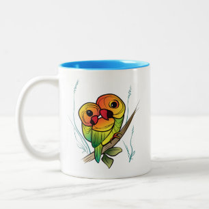 Tasse 2 Couleurs Perroquets inséparables