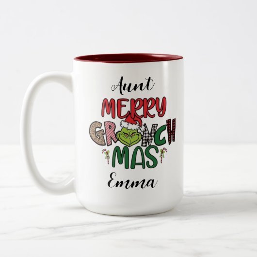 Tasse 2 Couleurs personalised family Christmas rate (Gauche)