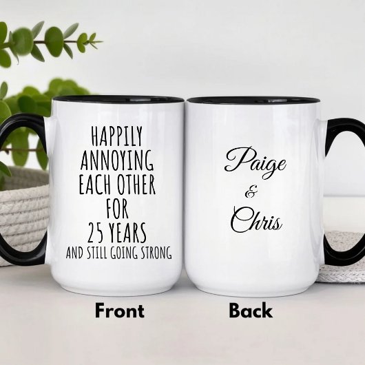 Tasse 2 Couleurs Personalized 25th Anniversary Funny Silver