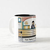 Tasse 2 Couleurs Personalized Bank Teller - Female Cartoon (Devant gauche)