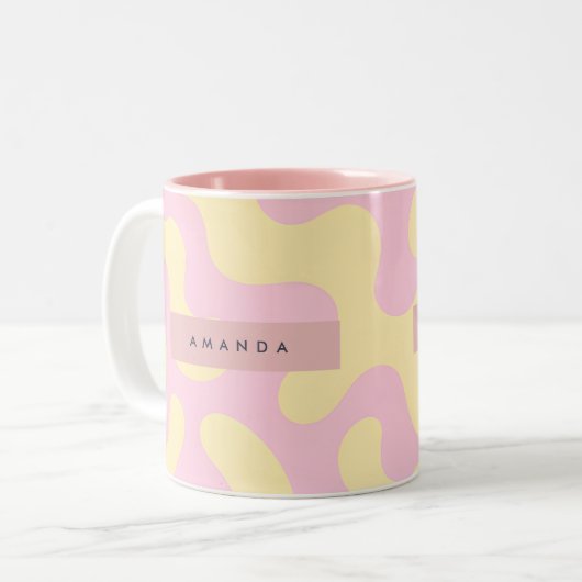 Tasse 2 Couleurs Personalized Blush Pink and Pastel Yellow Abstract (Devant gauche)