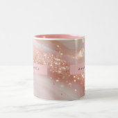 Tasse 2 Couleurs Personalized Blush Rose Gold Marble Sparkle (Centre)
