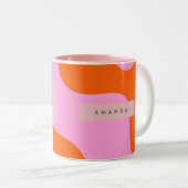 Tasse 2 Couleurs Personalized Bold Orange and Pink Wave Stripe (Devant droit)