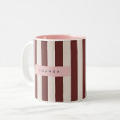 Tasse 2 Couleurs Personalized Burgundy & Ivory Stripe (Devant gauche)