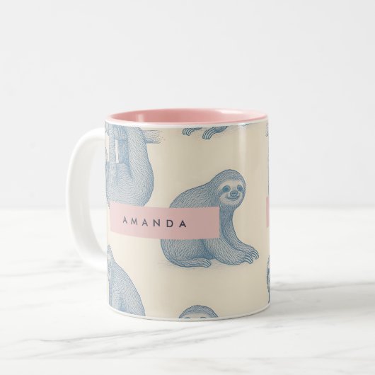 Tasse 2 Couleurs Personalized Charming Elegant Blue Sloth Pattern (Devant gauche)
