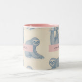 Tasse 2 Couleurs Personalized Charming Elegant Blue Sloth Pattern (Centre)