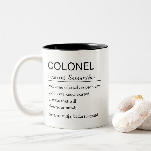 Tasse 2 Couleurs Personalized Colonel Dictionary Definition (Avec donut)