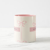Tasse 2 Couleurs Personalized Coquette Blush Pink Bow Ribbon  (Centre)