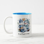 Tasse 2 Couleurs Personalized Cute Christmas Snowman (Gauche)