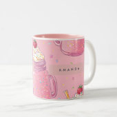 Tasse 2 Couleurs Personalized Cute Pink Milkshake Sprinkles (Devant droit)