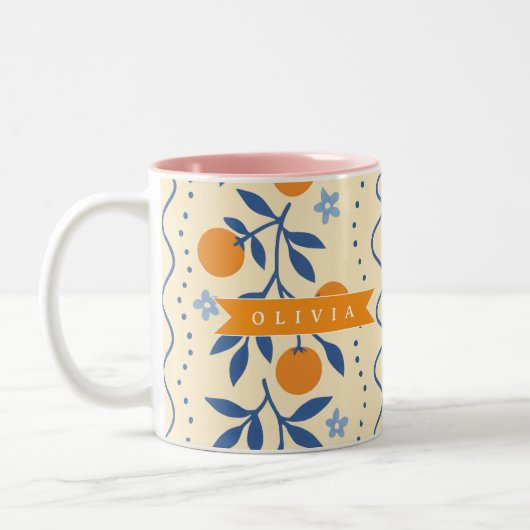 Tasse 2 Couleurs Personalized cute retro citrus folk pattern (Gauche)