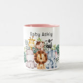 Tasse 2 Couleurs Personalized Cute Safari Animals Kids Name (Centre)