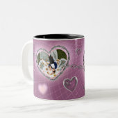 Tasse 2 Couleurs Personalized Double Heart Couple Photo (Devant gauche)