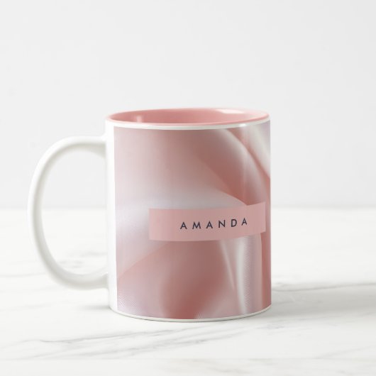Tasse 2 Couleurs Personalized Elegant Blush Pink Satin Design (Gauche)