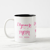 Tasse 2 Couleurs Personalized Elegant New Mom Name Est Pink Script  (Gauche)