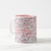 Tasse 2 Couleurs Personalized Elegant Soft Blush Lace Flower (Devant gauche)