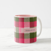 Tasse 2 Couleurs Personalized Festive Pink and Green Plaid (Devant droit)