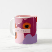 Tasse 2 Couleurs Personalized Funky Red and Pink Flower Design (Devant gauche)
