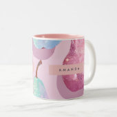 Tasse 2 Couleurs Personalized Glitter Pink and Aqua Pears (Devant droit)