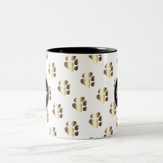 Tasse 2 Couleurs Personalized gold paws pattern pet lovers (Centre)