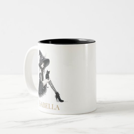Tasse 2 Couleurs Personalized Gothic Witch – Custom Name Witchy (Devant gauche)