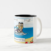Tasse 2 Couleurs Personalized Jet Ski - Couple Cartoon (Devant droit)