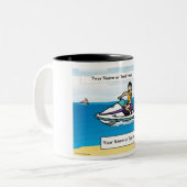 Tasse 2 Couleurs Personalized Jet Ski - Female Cartoon (Devant gauche)