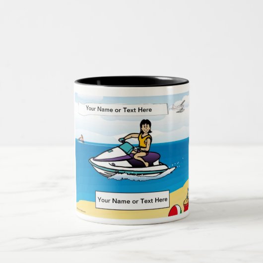 Tasse 2 Couleurs Personalized Jet Ski - Female Cartoon (Centre)