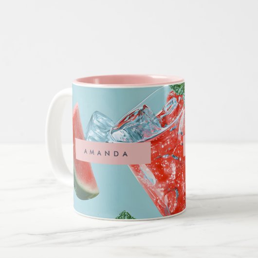 Tasse 2 Couleurs Personalized Juicy Watermelon Mint Sparkle (Devant gauche)