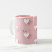 Tasse 2 Couleurs Personalized Kawaii Soft Pink Heart  (Devant gauche)