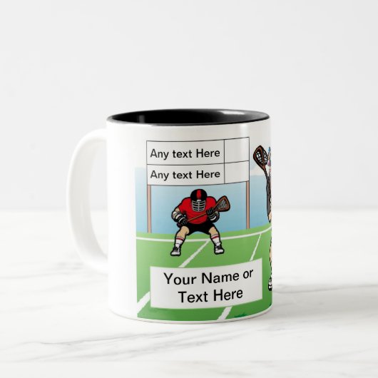 Tasse 2 Couleurs Personalized LaCrosse Player - Male Cartoon (Devant gauche)