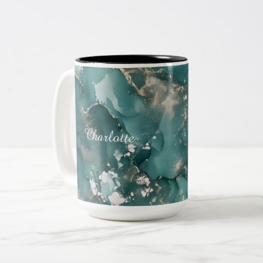 Tasse 2 Couleurs Personalized Luxury Marble Pattern Custom Name (Devant gauche)