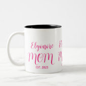 Tasse 2 Couleurs Personalized Mom Name Established Pink Script  (Gauche)
