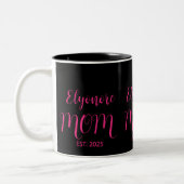Tasse 2 Couleurs Personalized Mom Name Established Pink Script  (Gauche)