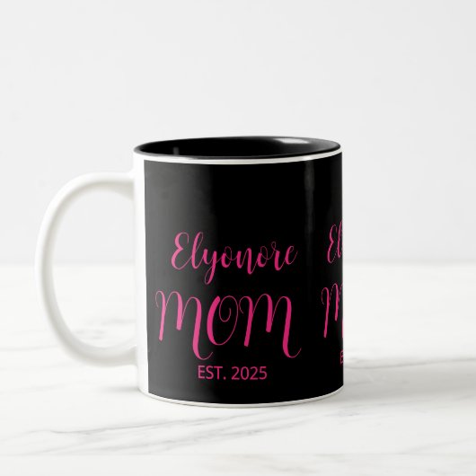 Tasse 2 Couleurs Personalized Mom Name Established Pink Script  (Gauche)
