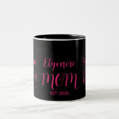 Tasse 2 Couleurs Personalized Mom Name Established Pink Script  (Centre)