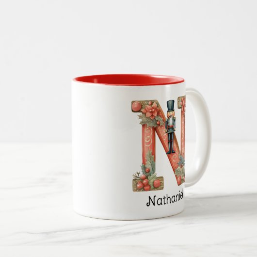 Tasse 2 Couleurs Personalized Nutcracker Monogram N Christmas (Devant droit)