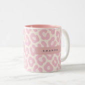 Tasse 2 Couleurs Personalized Pastel Blush Pink Leopard Print (Devant droit)
