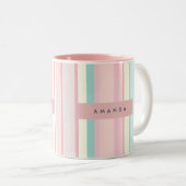 Tasse 2 Couleurs Personalized Pastel Candy Stripe Design (Devant droit)