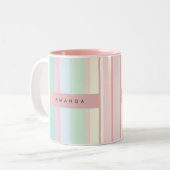 Tasse 2 Couleurs Personalized Pastel Candy Stripe Design (Devant gauche)