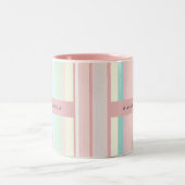 Tasse 2 Couleurs Personalized Pastel Candy Stripe Design (Centre)