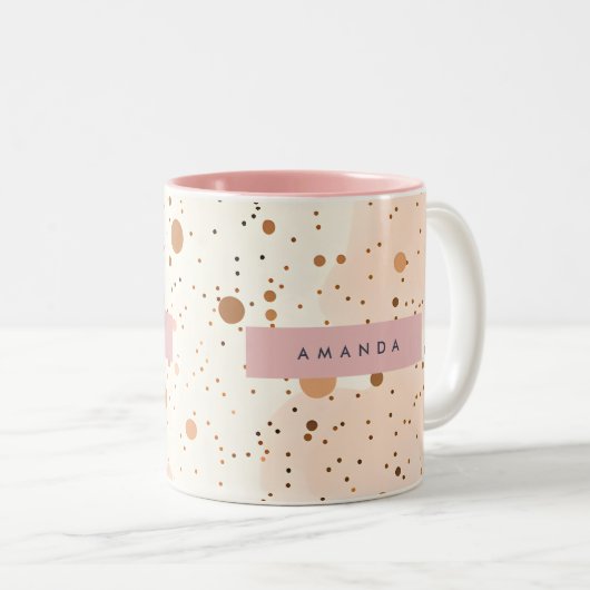 Tasse 2 Couleurs Personalized Pastel Confetti Dot Style (Devant droit)
