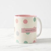 Tasse 2 Couleurs Personalized Pastel Macaron Polka Dot (Devant droit)