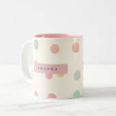 Tasse 2 Couleurs Personalized Pastel Macaron Polka Dot (Devant gauche)