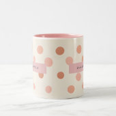 Tasse 2 Couleurs Personalized Pastel Peach & Blush Polka Dot  (Centre)