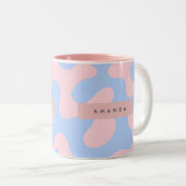 Tasse 2 Couleurs Personalized Pastel Pink and Baby Blue Abstract (Devant droit)