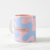 Tasse 2 Couleurs Personalized Pastel Pink and Baby Blue Abstract (Devant gauche)