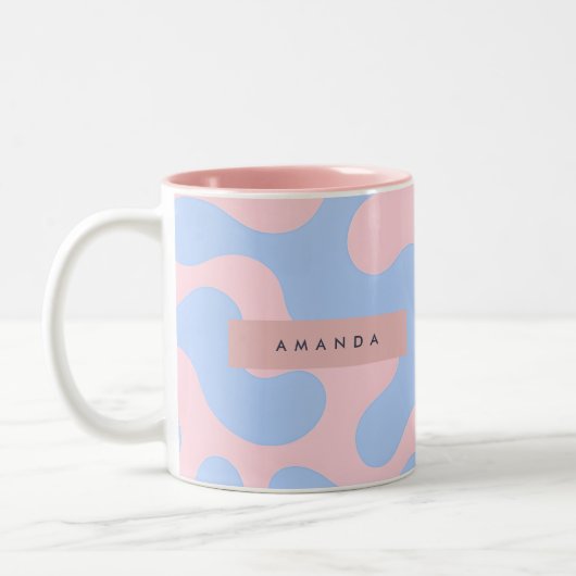 Tasse 2 Couleurs Personalized Pastel Pink and Baby Blue Abstract (Gauche)