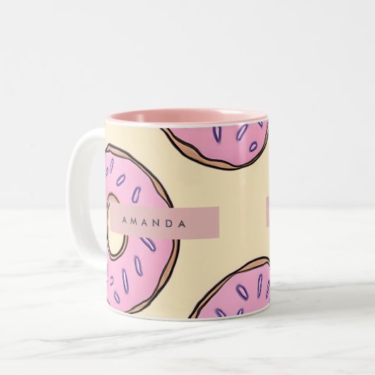 Tasse 2 Couleurs Personalized Pastel Pink Donut (Devant gauche)